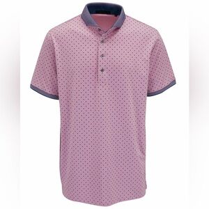 Greyson Men's Wolf Icon Dot Short Sleeve Golf Polo Shirt Pink Large